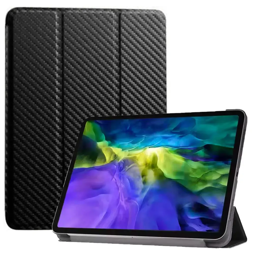 כיסוי ספר מגנט דמוי קרבון ל- iPad Air 11 2024 בצבע שחור