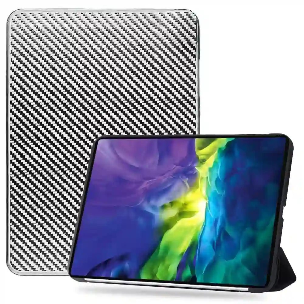 כיסוי ספר מגנט דמוי קרבון ל- iPad Air 11 2024 בצבע אפור