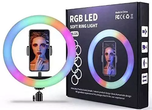 רינג לייט בגודל 10 אינץ' דגם MJ26 RGB