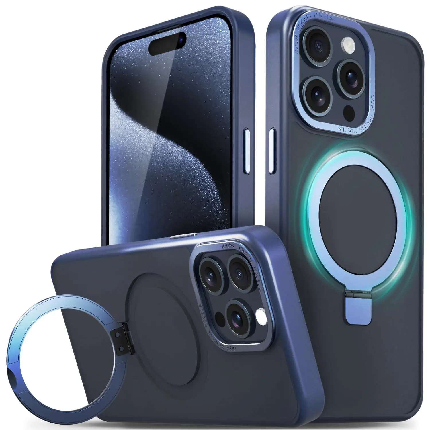 כיסוי מט יוקרתי עם סטנד ותמיכה ב-MagSafe ל- iPhone 11 Pro Max בצבע כחול