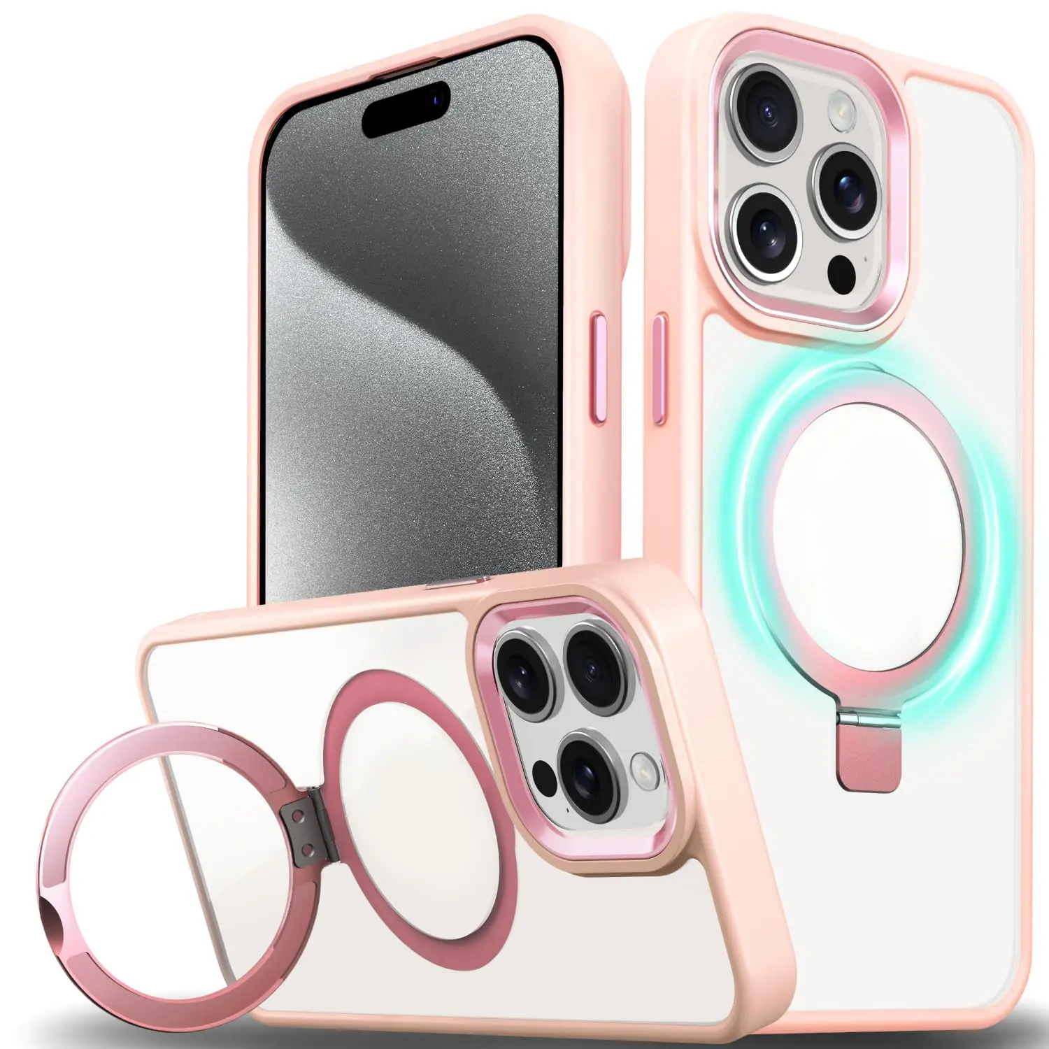 כיסוי מט יוקרתי עם סטנד ותמיכה ב-MagSafe ל- iPhone 11 Pro Max בצבע ורוד