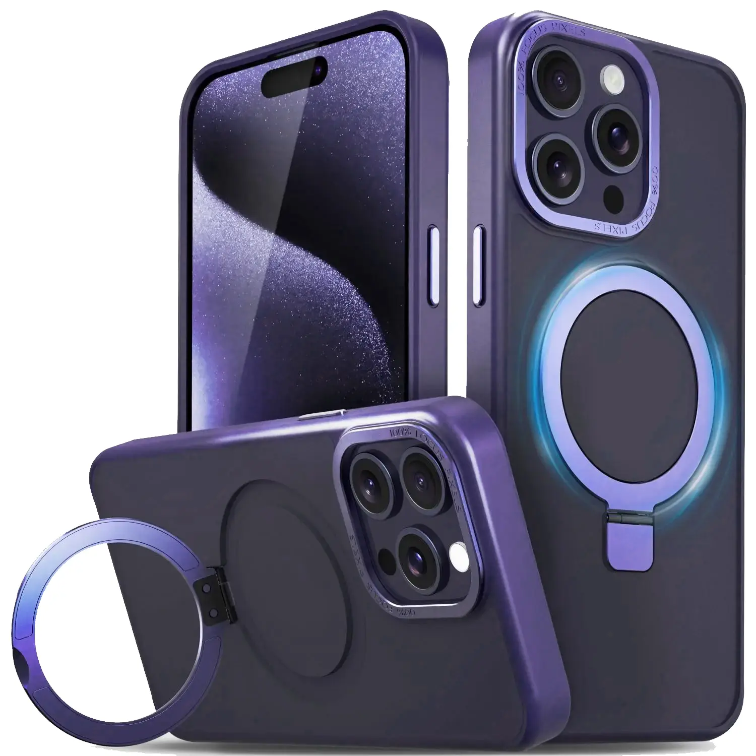 כיסוי מט יוקרתי עם סטנד ותמיכה ב-MagSafe ל- iPhone 11 Pro Max בצבע סגול כהה