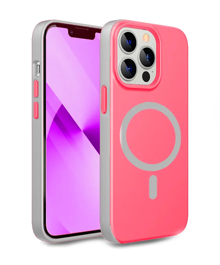 כיסוי קומבו עם תמיכה ב-MagSafe ל- iPhone 11 Pro Max בצבע ורוד פוקסיה