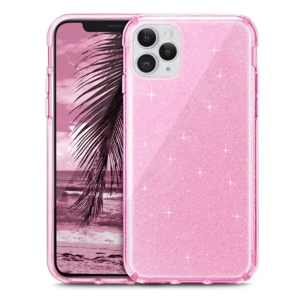 כיסוי קשיח במיוחד עם נצנצים ל- iPhone XS Max בצבע ורוד