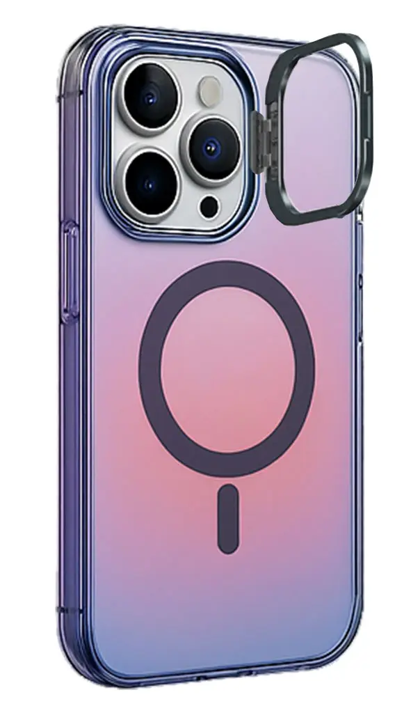 כיסוי Iridescent עם סטנד חלון ותמיכה ב- MagSafe ל- iPhone 13 Pro בצבע כחול
