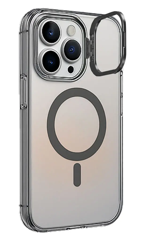 כיסוי Iridescent עם סטנד חלון ותמיכה ב- MagSafe ל- iPhone 13 Pro בצבע לבן