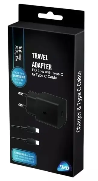 מטען 15W עם כבל PD Type-C מבית Samsung בצבע שחור