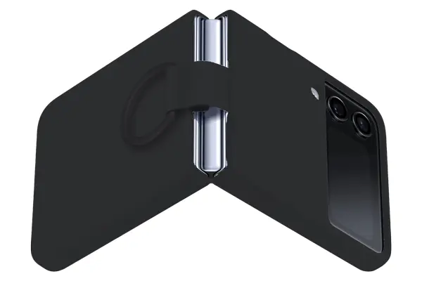 כיסוי קטיפה עם טבעת ל- Samsung Z Flip 4 בצבע שחור