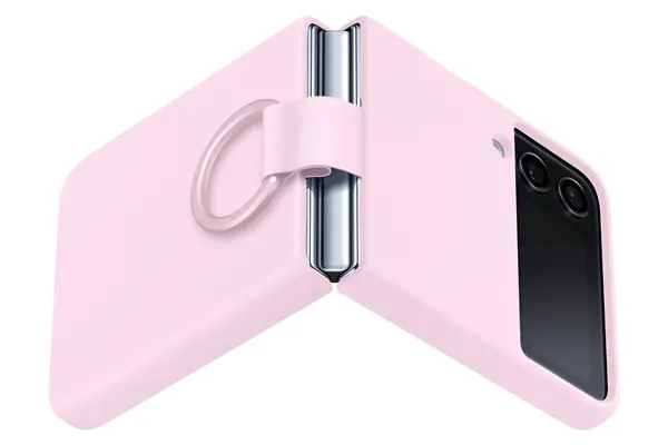 כיסוי קטיפה עם טבעת ל- Samsung Z Flip 4 בצבע ניוד