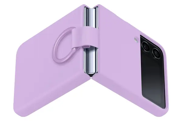כיסוי קטיפה עם טבעת ל- Samsung Z Flip 4 בצבע סגול
