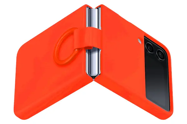 כיסוי קטיפה עם טבעת ל- Samsung Z Flip 4 בצבע אדום