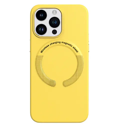 כיסוי סיליקון עם מגע קטיפה MagSafe ל- iPhone 14 Plus בצבע צהוב