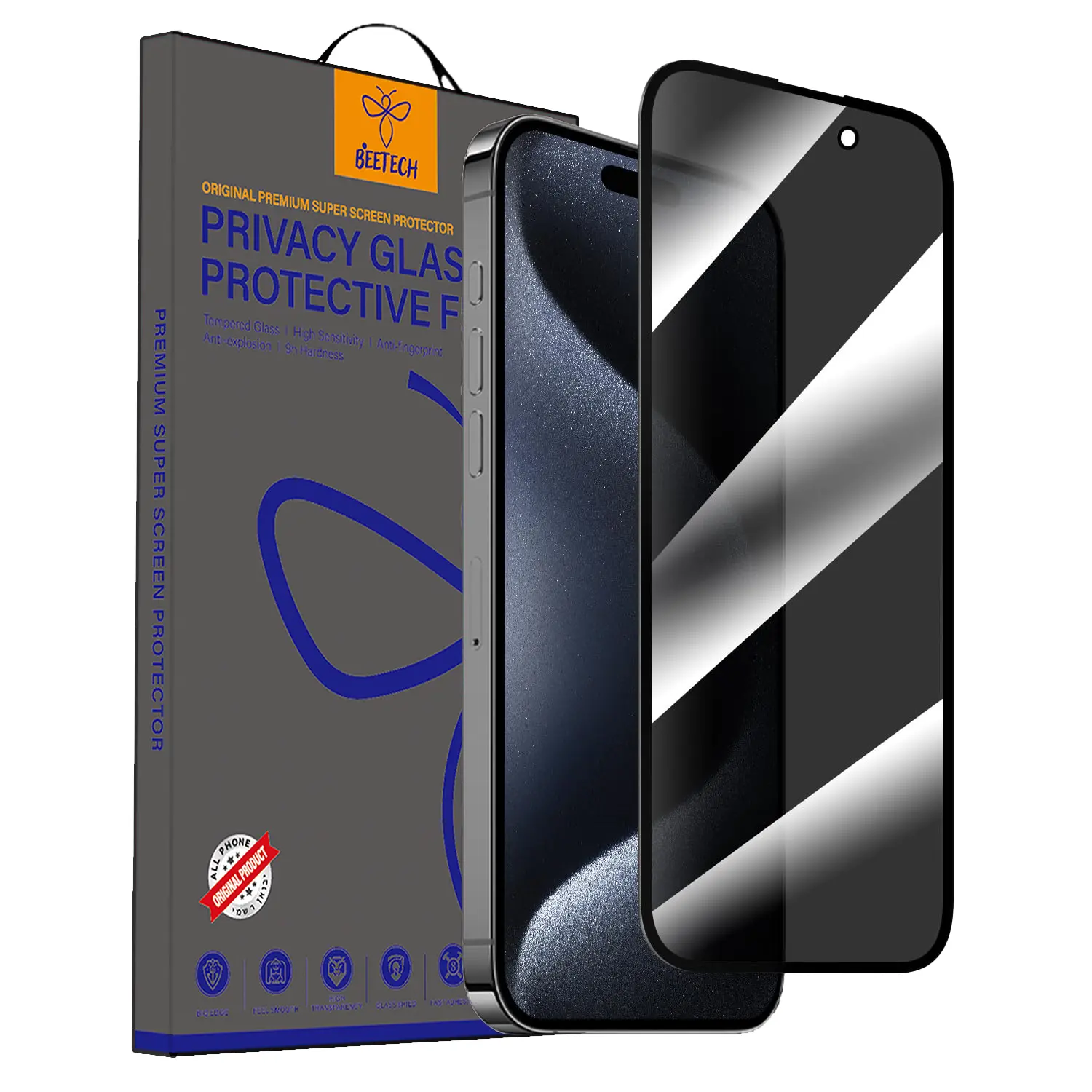 מגן מסך זכוכית איכותית במיוחד שומר פרטיות Privacy Glass ל- iPhone 17 Pro