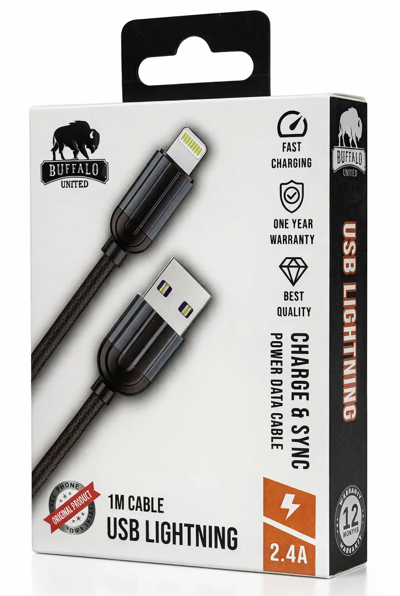 כבל USB Lightning באורך 1 מטר דגם Black Pro
