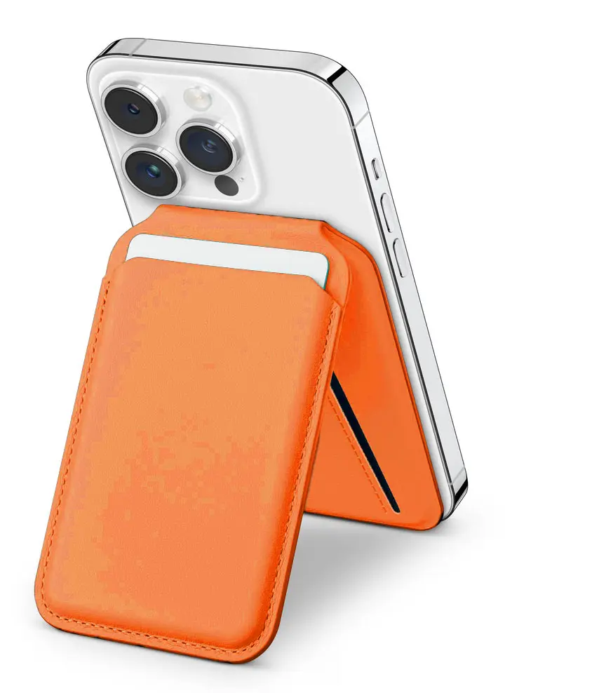ארנק כרטיסים נשלף Magsafe עם מעמד בצבע כתום