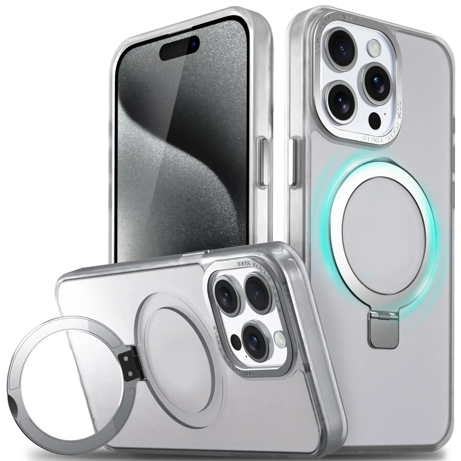 כיסוי מט יוקרתי עם סטנד ותמיכה ב-MagSafe ל- Samsung S25 FE בצבע לבן