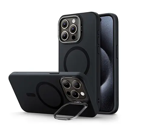 כיסוי מט יוקרתי עם סטנד חלון ותמיכה ב-MagSafe ל- iPhone 17 Pro Max בצבע שחור