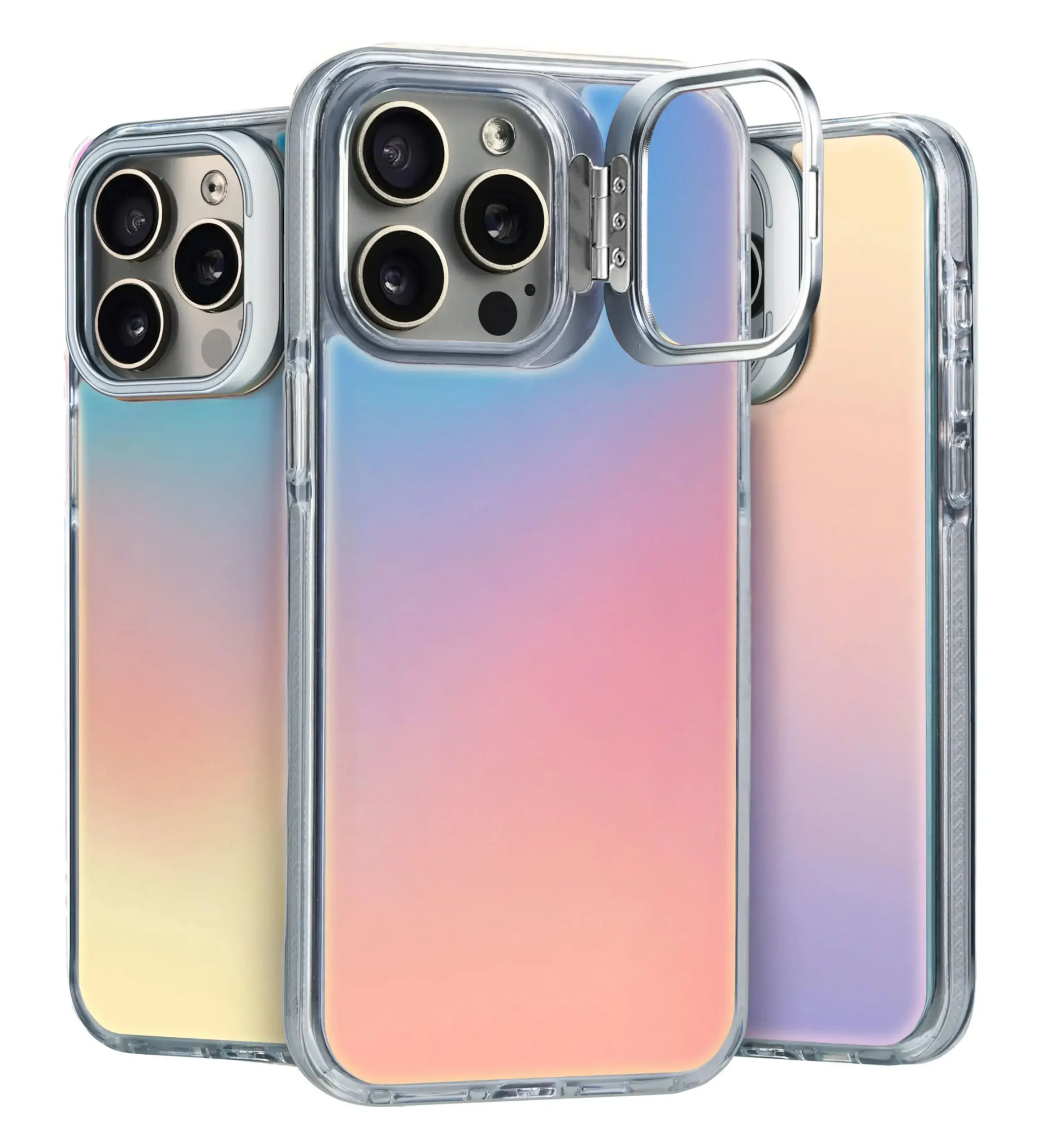 כיסוי Iridescent Pro יוקרתי עם סטנד חלון ל- Samsung A17 בצבע שחור