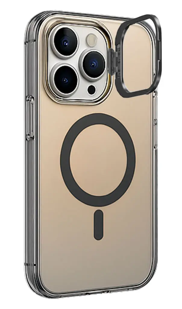 כיסוי Iridescent עם סטנד חלון ותמיכה ב- MagSafe ל- iPhone 17 Pro Max בצבע שחור