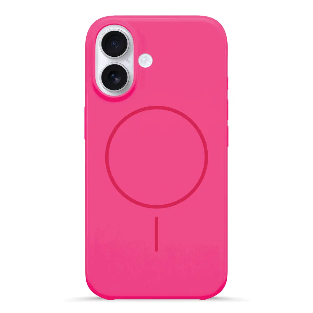 כיסוי סיליקון עם מגע קטיפה ותמיכה ב-MagSafe ל- iPhone 17 Pro בצבע ורוד זוהר