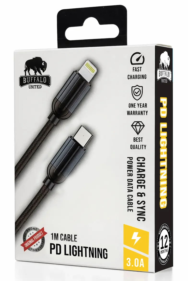 כבל Type-C ל-Lightning באורך 1 מטר דגם Black Pro