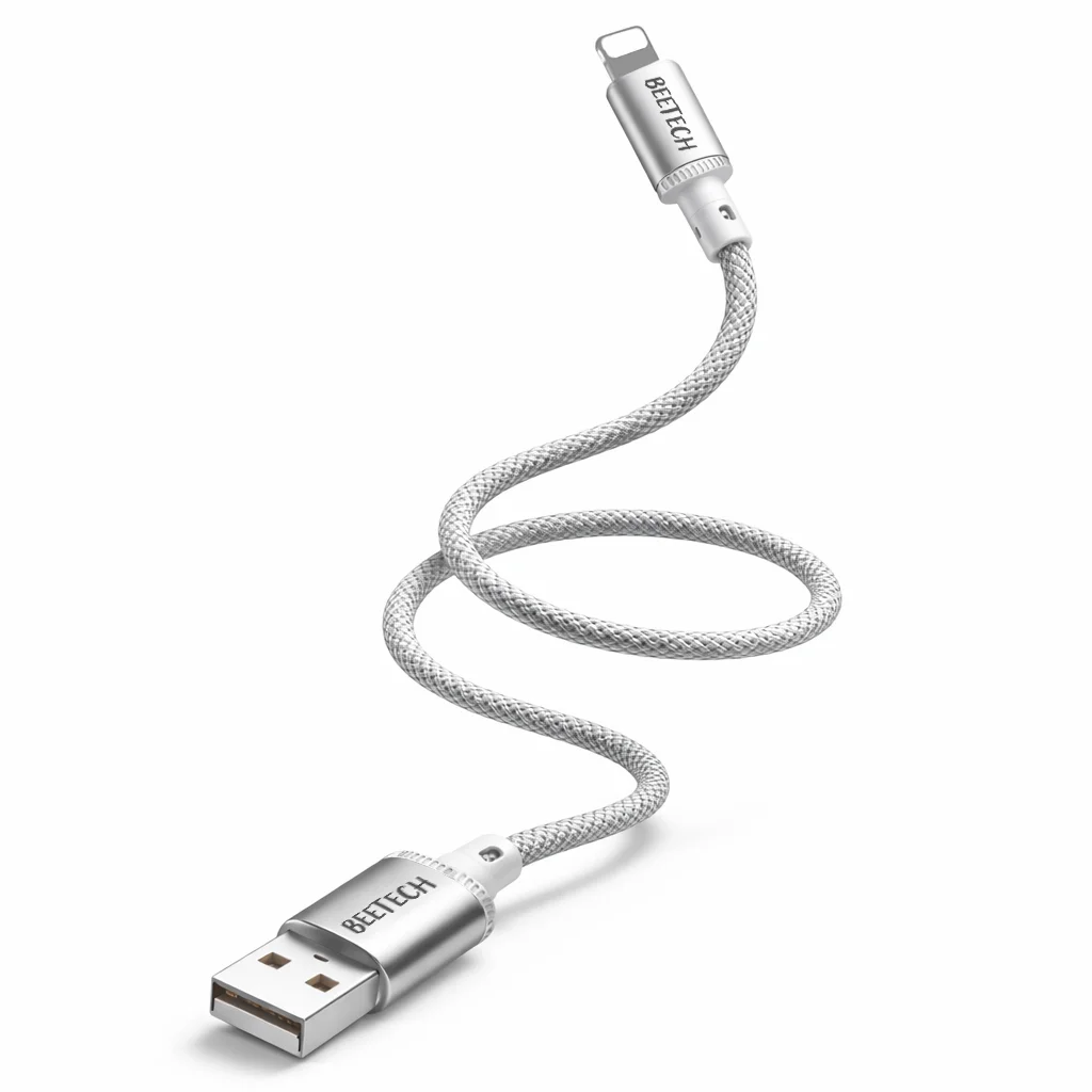 כבל USB Lightning באורך 1 מטר דגם Shielded מבית BeeTech